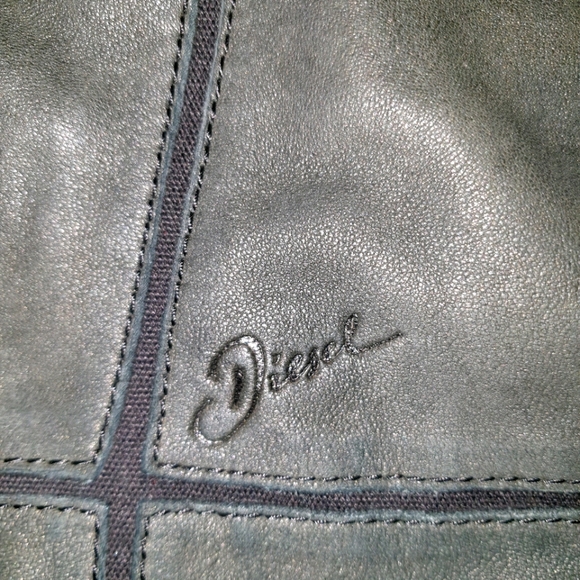 Diesel Bag Black. Leather Patches Sewn onto Canvas - Picture 4 of 7